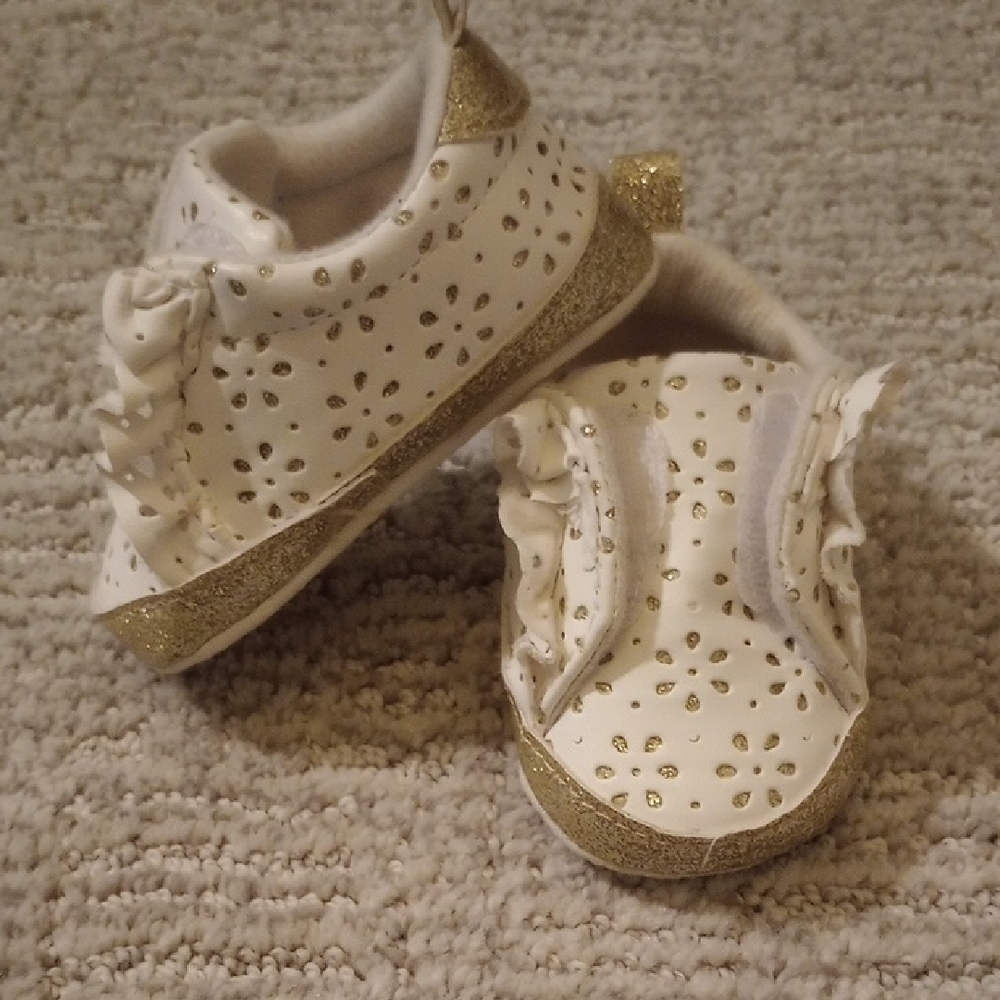 White and Gold Kids Shoes